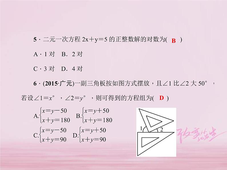 2021年华东师大版七年级数学下册一次方程组综合训练 习题课件(含答案)04