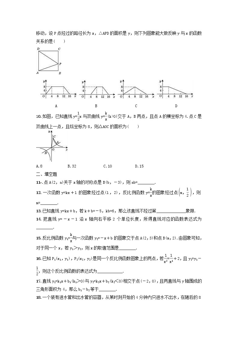 2021年华东师大版八年级数学下册 第17章 函数及其图象 达标检测卷（含答案）02