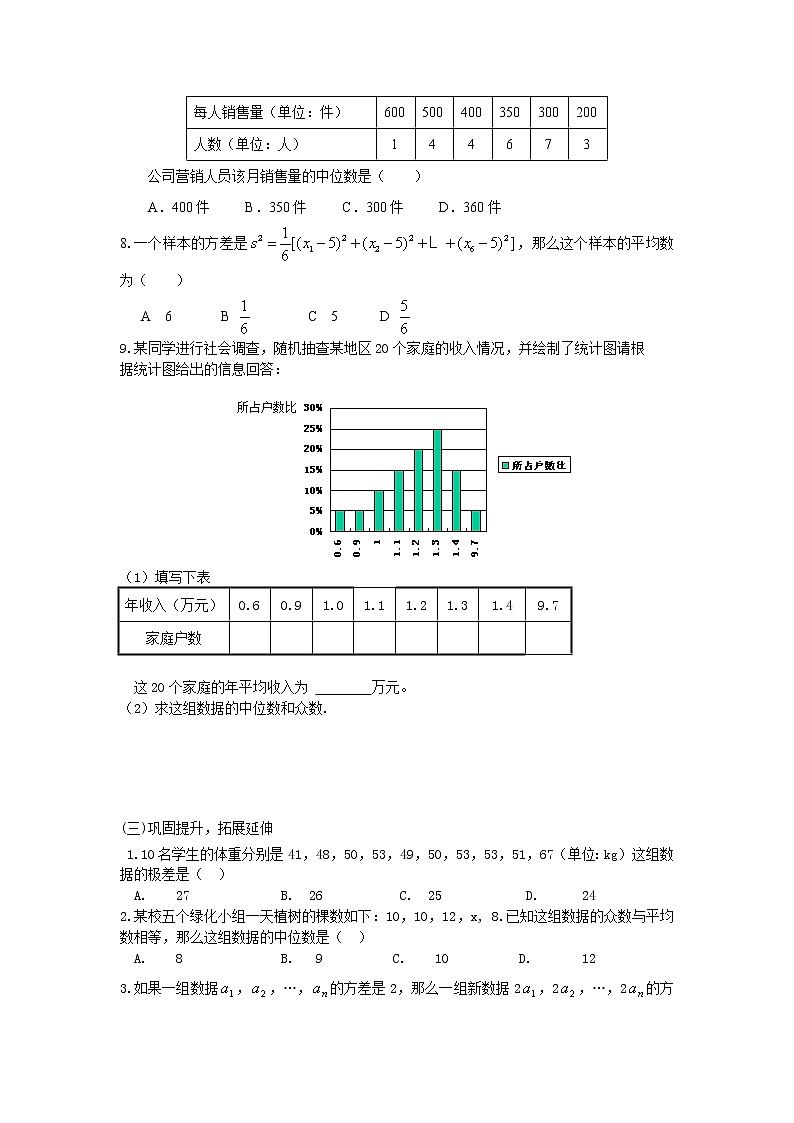 2021年沪科版八年级数学下册 第20章复习  学案设计02