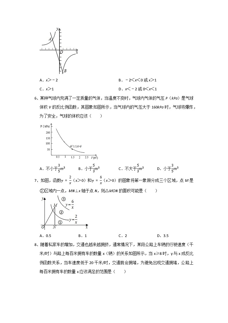 北师大版九年级数学上册第六章  反比例函数  综合单元测试卷（含答案）第2页