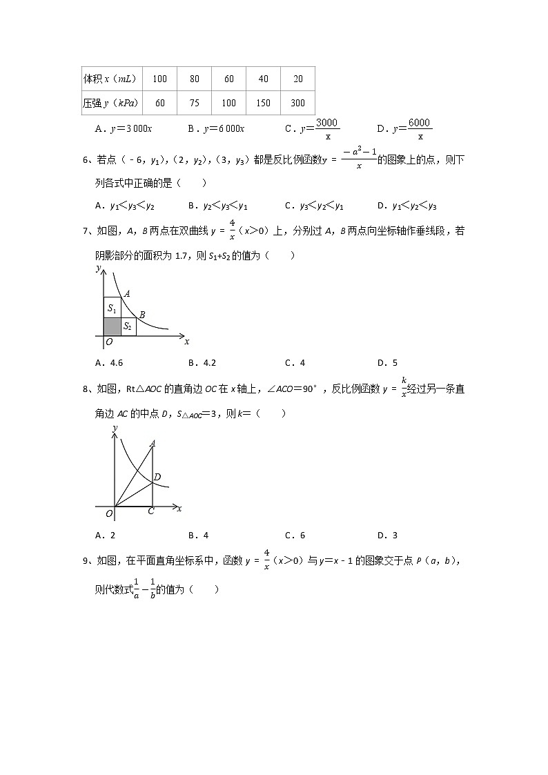 北师大版九年级数学上册第六章 反比例函数 单元提高测试题（含答案）02