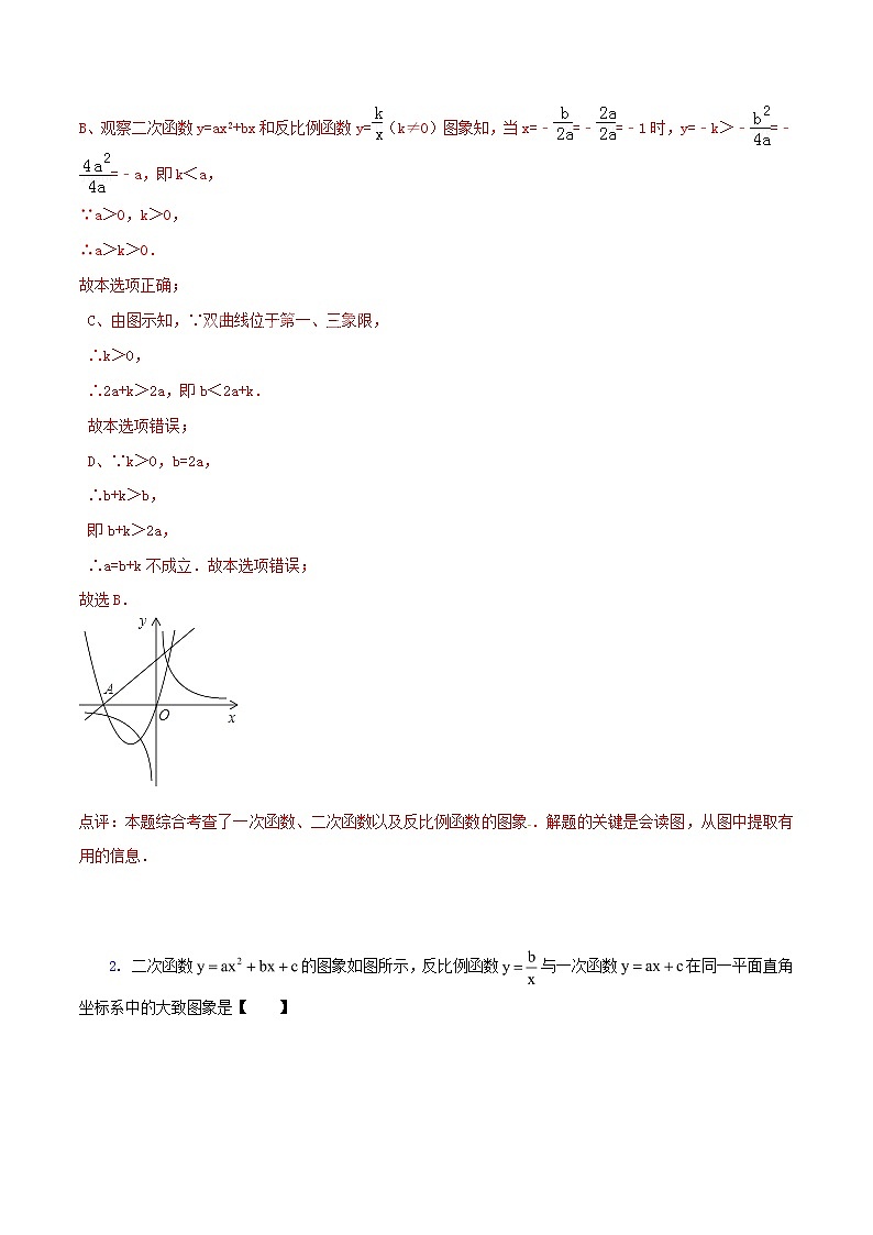 人教版华师大北师大版等通用版 中考数学 专题13 函数之一次函数、反比例函数和二次函数综合问题（含解析）02