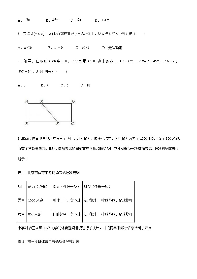 北京人大附中2020-2021学年九年级（上）开学数学试卷（无答案）第2页