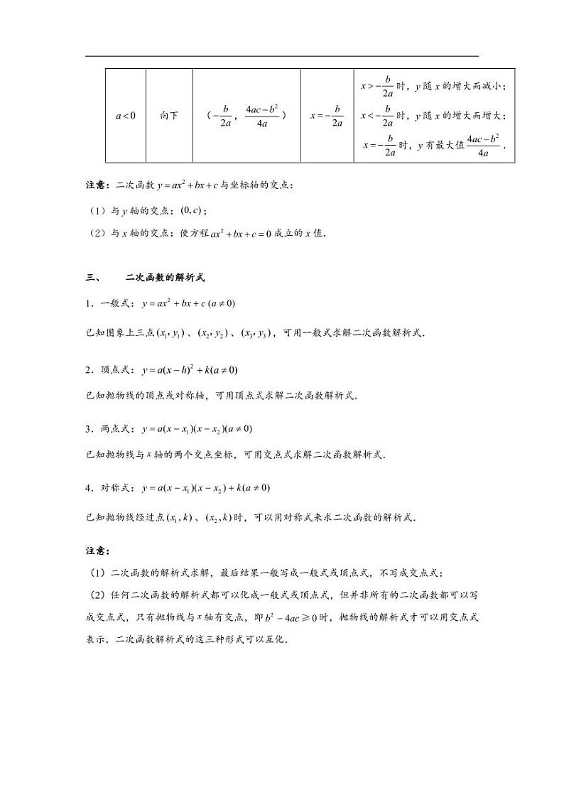 中考数学重难点突破讲义：二次函数题型汇编03