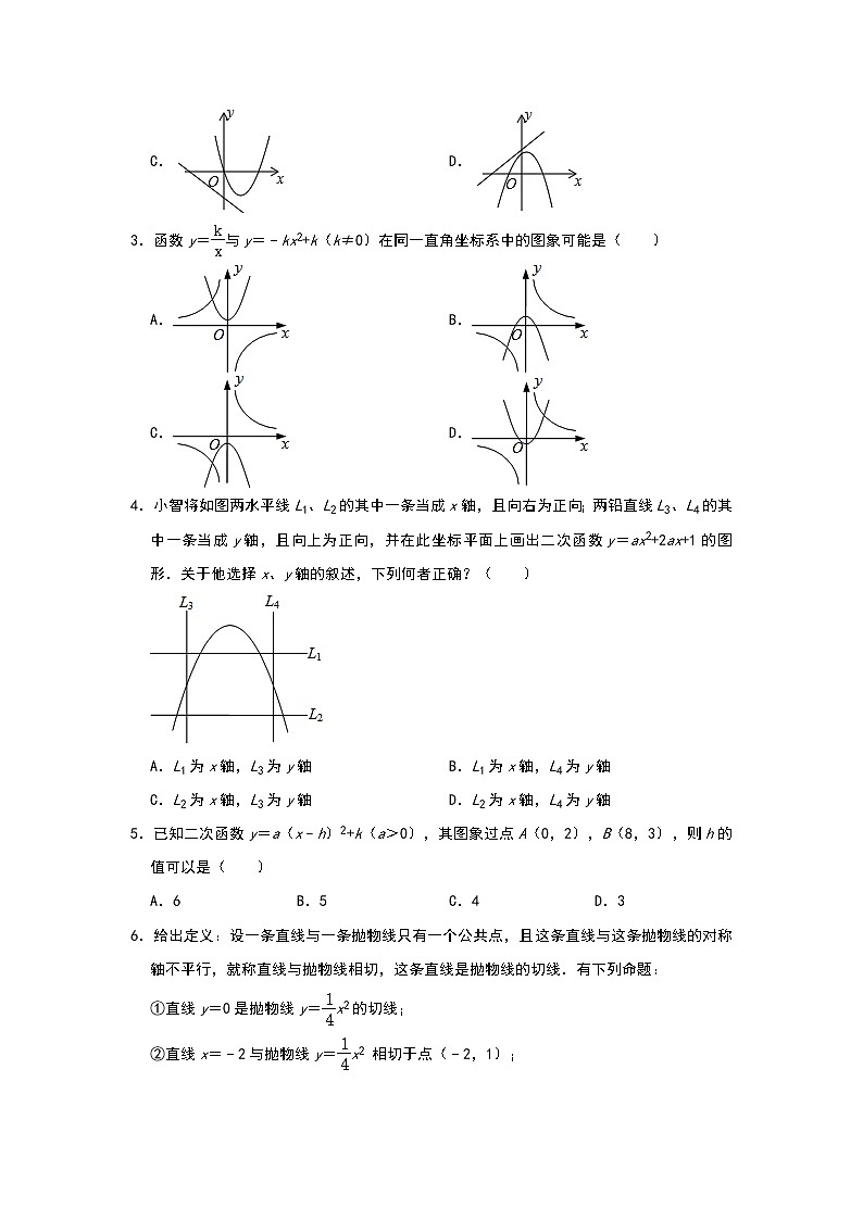 2021年中考复习数学专题训练：《二次函数》选择题专项培优（一）02
