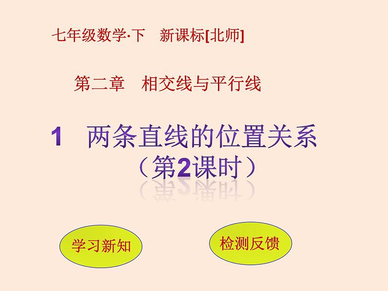 2021年北师大版七年级数学下册课件2.1  两条直线的位置关系（第2课时）01