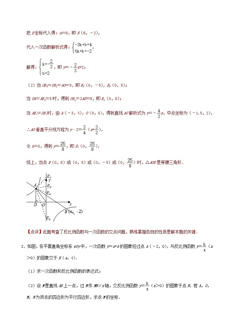 中考数学  专项训练 考点35 反比例函数中几何图形存在性问题02