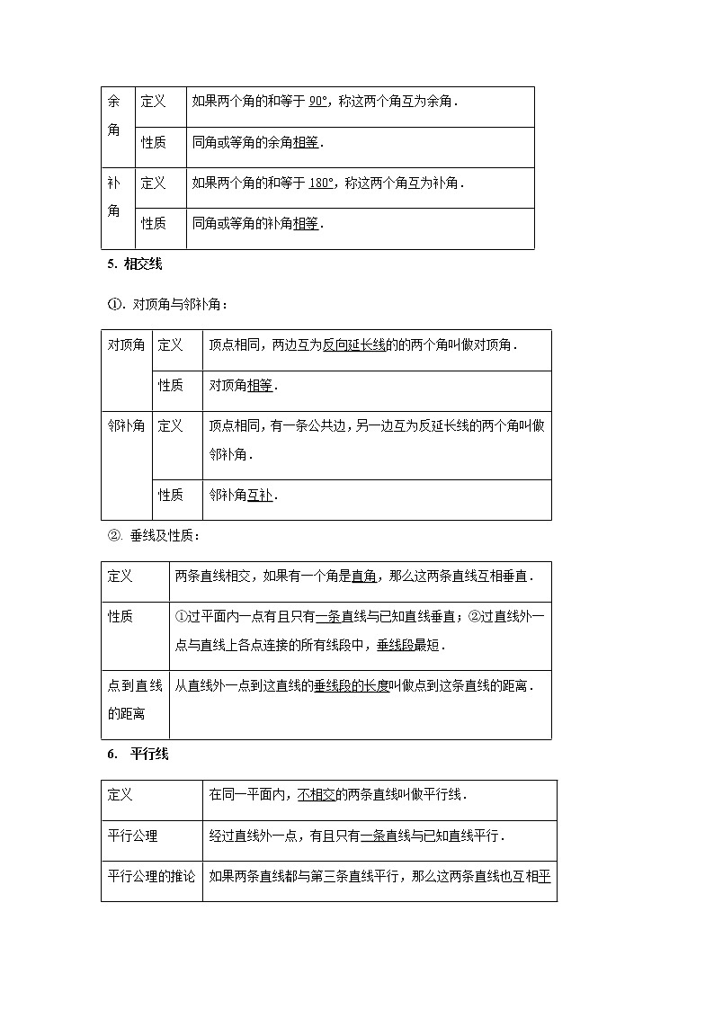 2021年 广东省 中考数学 一轮复习备考    第14讲 线、角、相交线与平行线 学案02