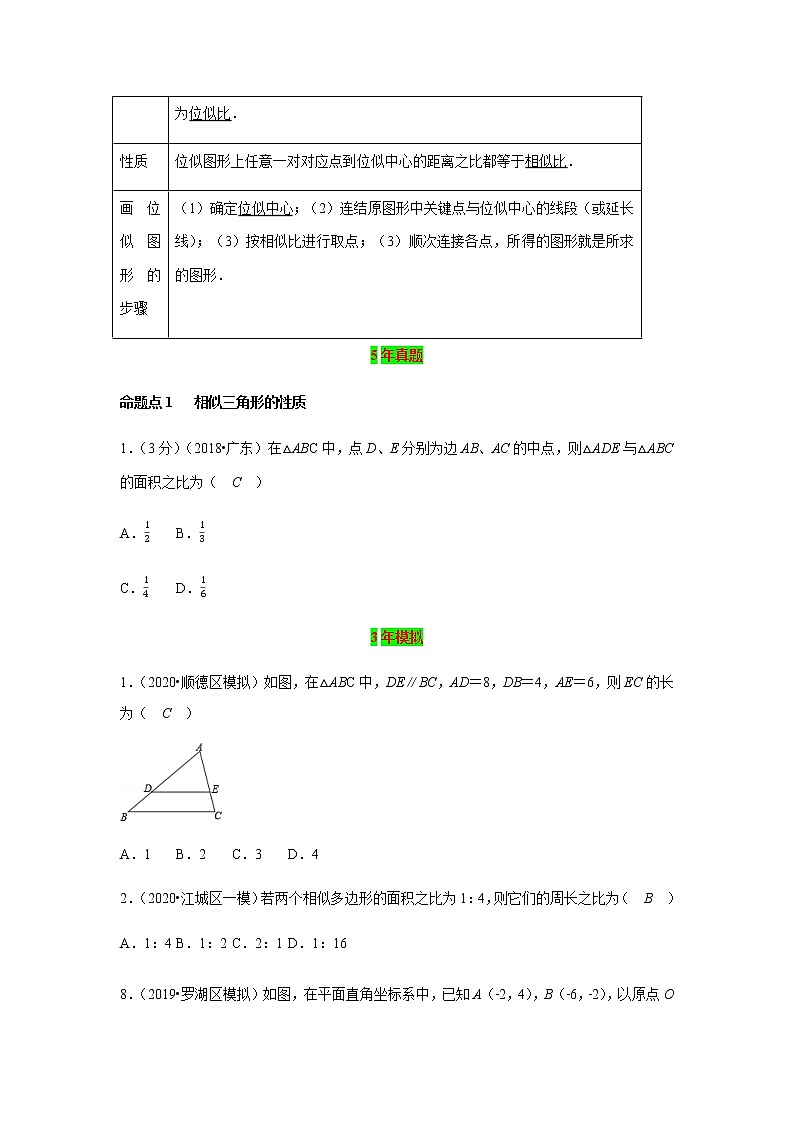 2021年 广东省 中考数学 一轮复习备考    第17讲 相似三角形 学案03