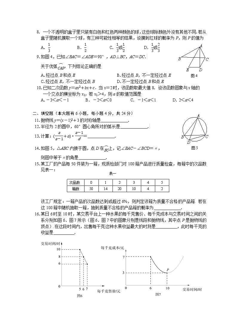 2019-2020福建厦门九年级上数学期末质量检测（word版有答案）02