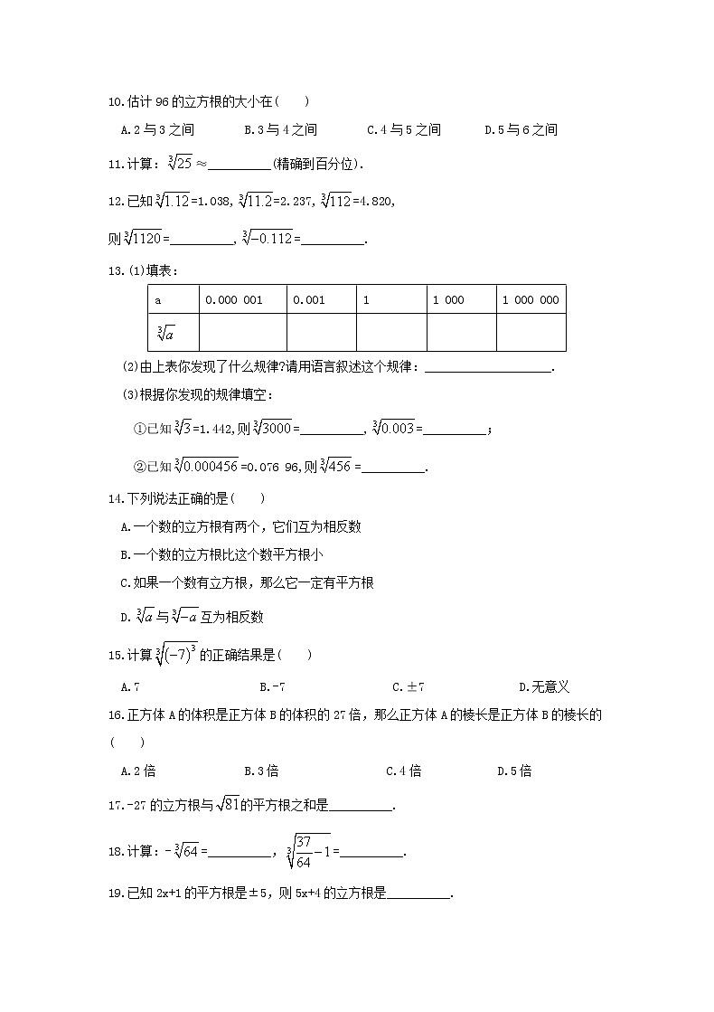 2021年人教版数学七下6.2《立方根》同步测试（含答案）02