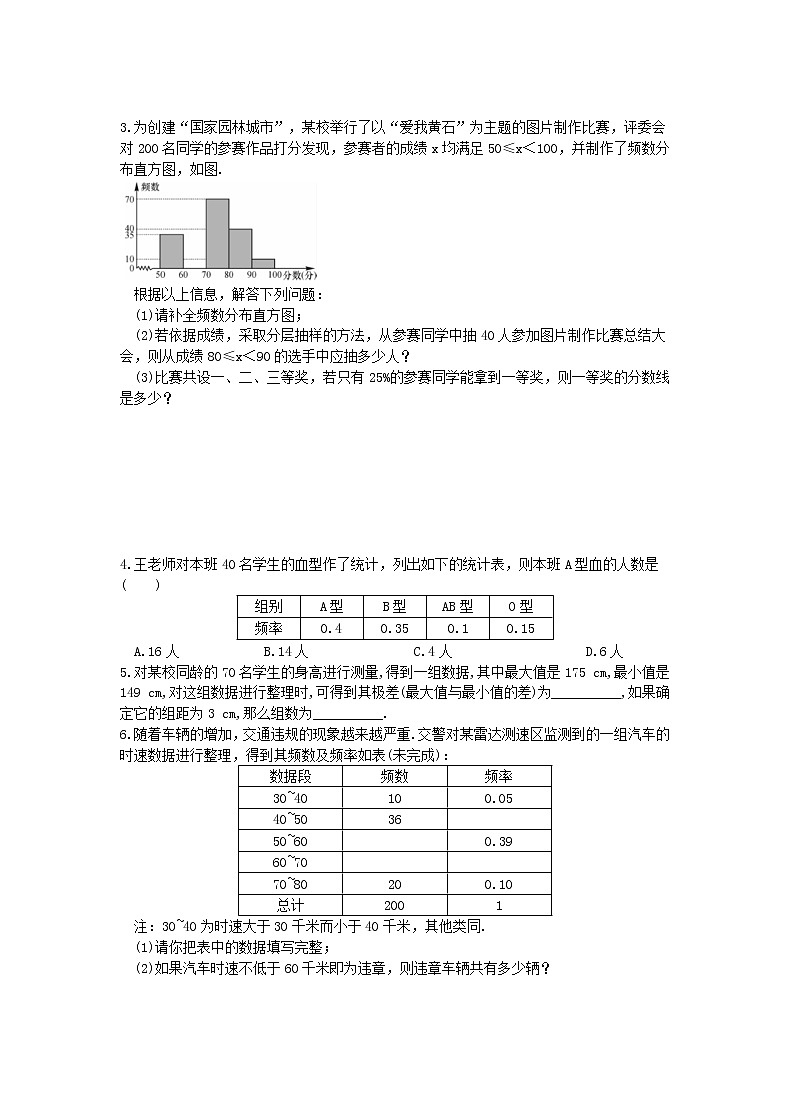 2021年人教版数学七下10.2《直方图》课时作业（含答案） 练习02