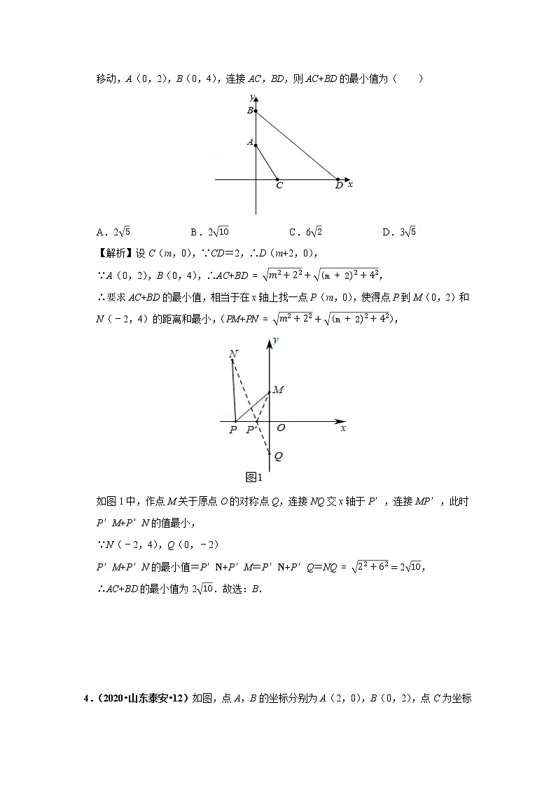 2020年中考数学真题分类汇编14：最值类题试卷02