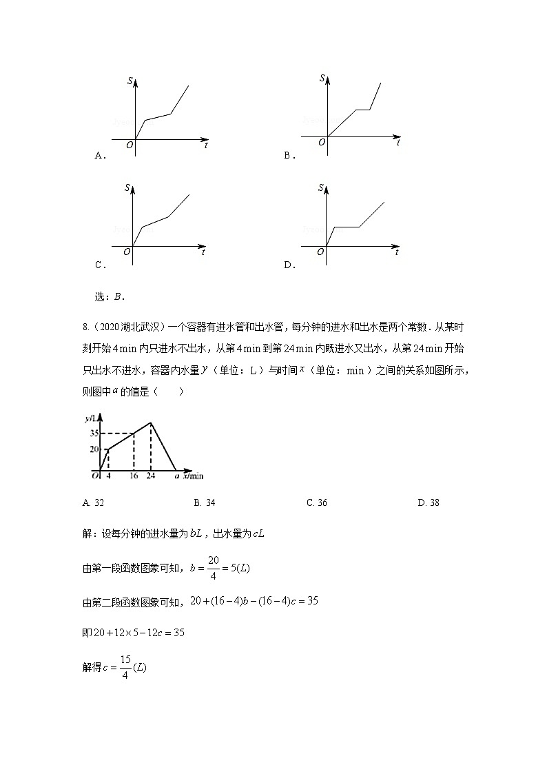 2020年中考数学真题分类汇编20：平面直角坐标系及函数概念试卷03