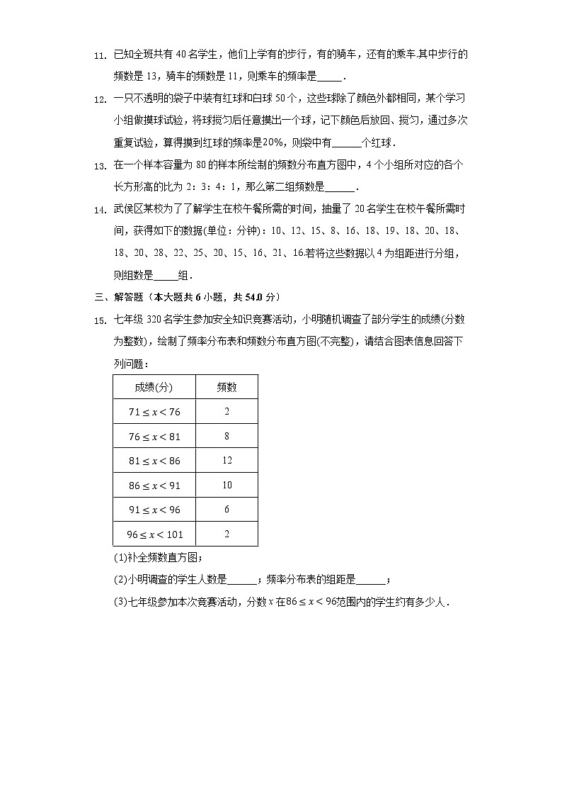 2020-2021学年北师大初一上数学6.3数据的表示检测练习及解析试卷03
