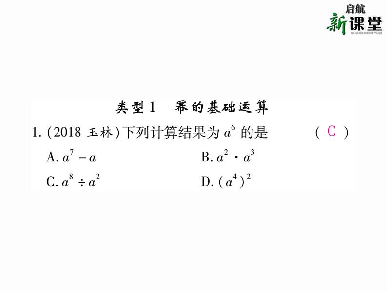 华东师大版八年级数学上  专题训练  三  幂的运算法则 课件02