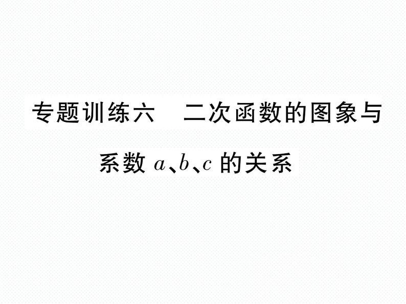 人教版九年级上册 第22章  专题训练六 二次函数的图象与系数a、b、c的关系 课件01