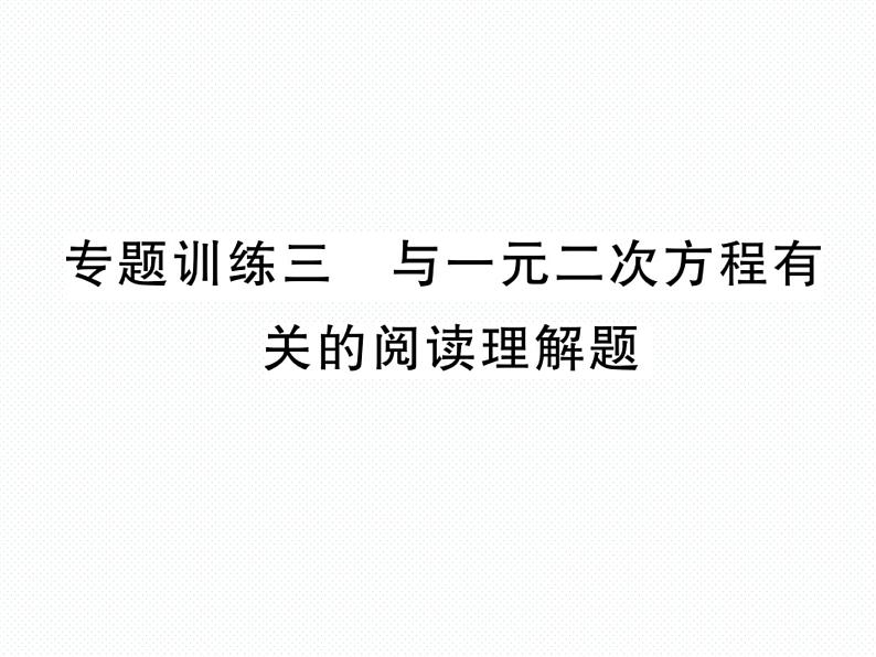 人教版九年就上册 第21章专题训练三 与一元二次方程有关的阅读理解题 课件01