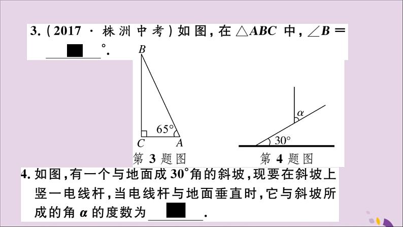 八年级数学上册11-2与三角形有关的角11-2-1第2课时直角三角形的两锐角互余习题讲评课件（新版）新人教版第3页