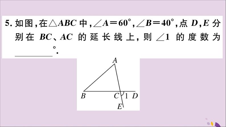 八年级数学上册11-2与三角形有关的角11-2-1第1课时三角形的内角和习题课件（新版）新人教版第6页