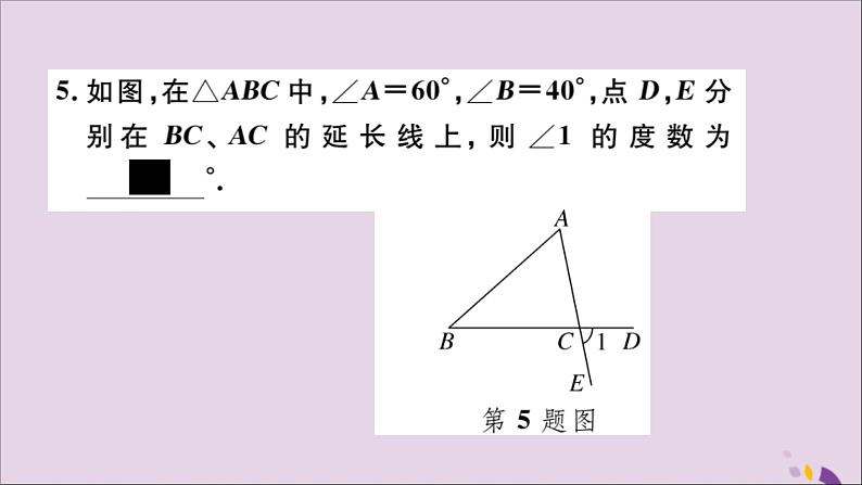 八年级数学上册11-2与三角形有关的角11-2-1第1课时三角形的内角和习题讲评课件（新版）新人教版05