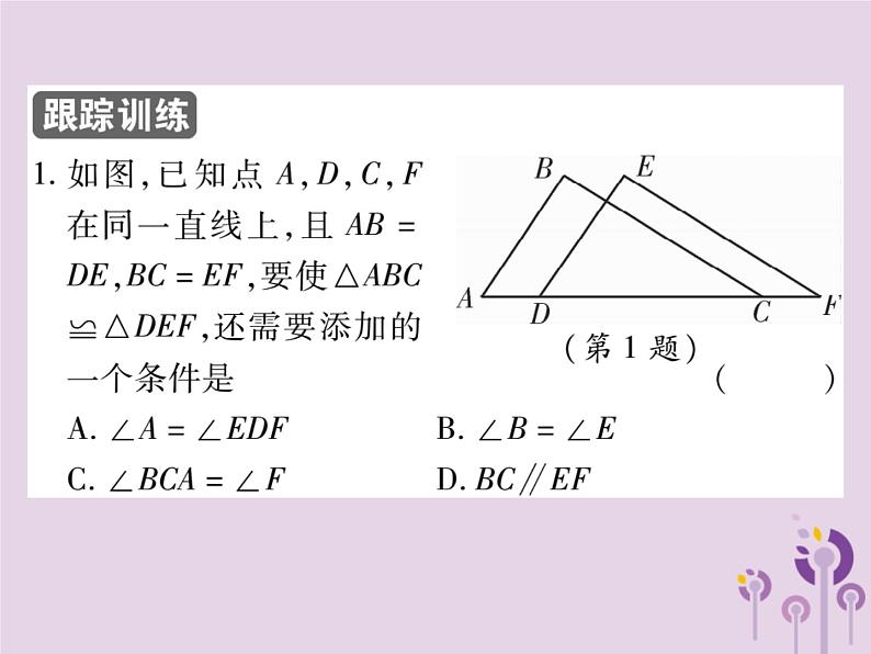 八年级数学上册12《全等三角形》12-2三角形全等的判定第2课时三角形全等的判定（二）（SAS）习题课件06