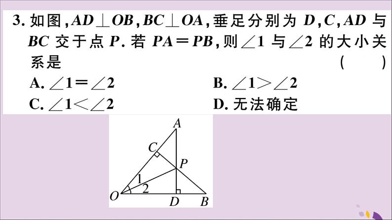 八年级数学上册12-3角的平分线的性质第2课时角平分线的判定习题课件（新版）新人教版第4页