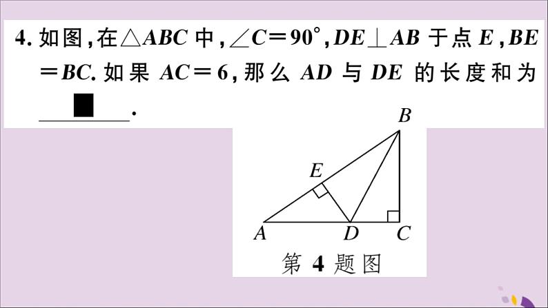 八年级数学上册12-2三角形全等的判定第4课时“斜边、直角边”习题讲评课件（新版）新人教版05