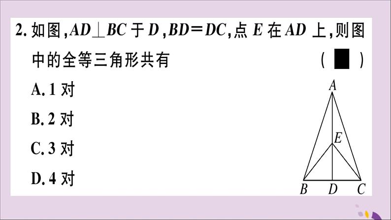 八年级数学上册12-2三角形全等的判定第2课时“边角边”习题讲评课件（新版）新人教版03