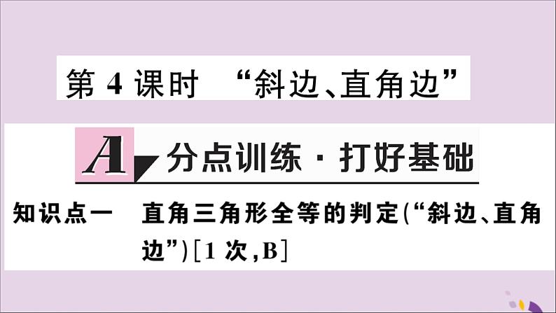 八年级数学上册12-2三角形全等的判定第4课时“斜边、直角边”习题课件（新版）新人教版01