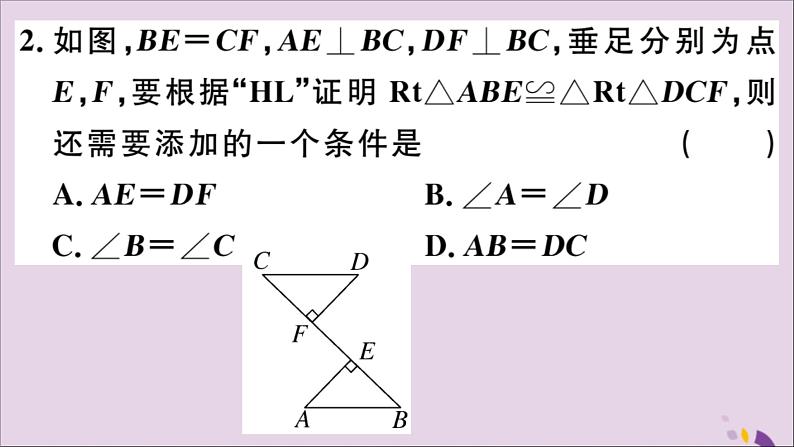 八年级数学上册12-2三角形全等的判定第4课时“斜边、直角边”习题课件（新版）新人教版03