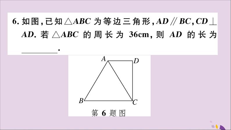 八年级数学上册13-3等腰三角形13-3-2第2课时含30°角的直角三角形的性质习题讲评课件（新版）新人教版07