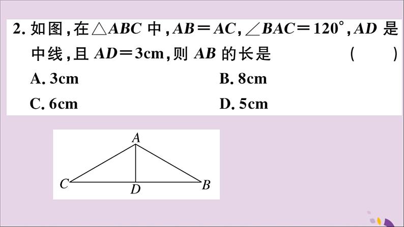 八年级数学上册13-3等腰三角形13-3-2第2课时含30°角的直角三角形的性质习题课件（新版）新人教版03