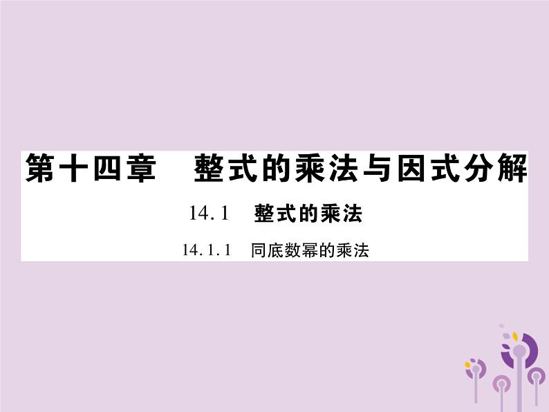 八年级数学上册14《整式的乘法与因式分解》14-1整式的乘法14-1-1同底数幂的乘法习题课件第1页