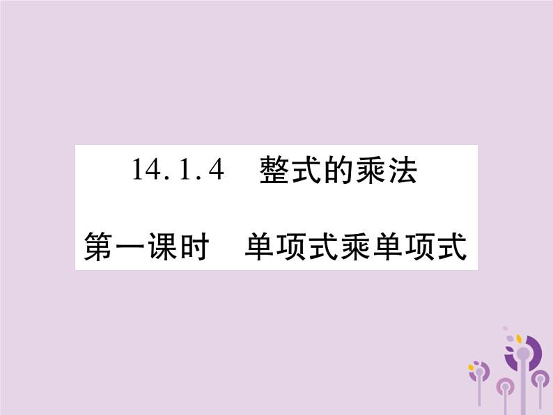 八年级数学上册14《整式的乘法与因式分解》14-1整式的乘法14-1-4整式的乘法第1课时单项式乘单项式习题课件第1页