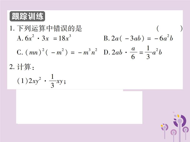 八年级数学上册14《整式的乘法与因式分解》14-1整式的乘法14-1-4整式的乘法第1课时单项式乘单项式习题课件第5页