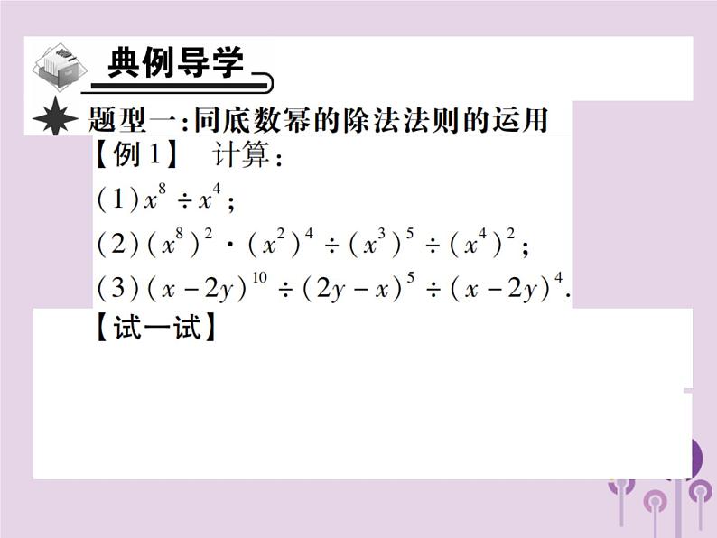 八年级数学上册14《整式的乘法与因式分解》14-1整式的乘法14-1-4整式的乘法第4课时同底数幂的除法习题课件第3页