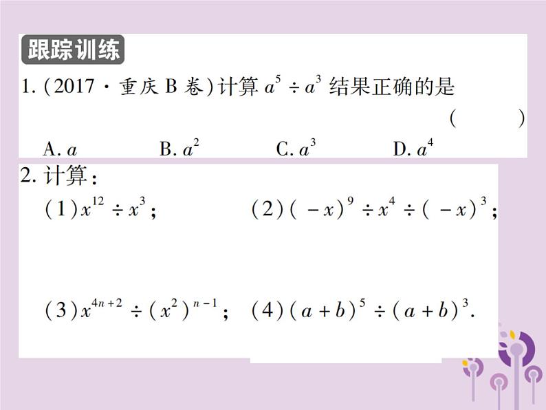 八年级数学上册14《整式的乘法与因式分解》14-1整式的乘法14-1-4整式的乘法第4课时同底数幂的除法习题课件第4页