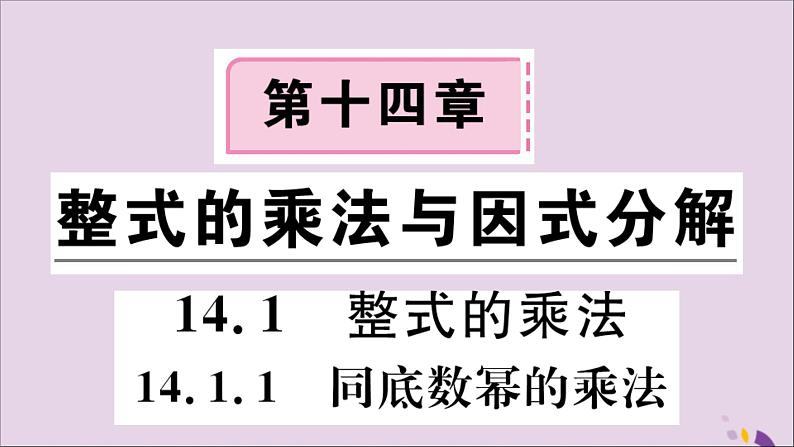 八年级数学上册14-1整式的乘法14-1-1同底数幂的乘法习题讲评课件（新版）新人教版第1页