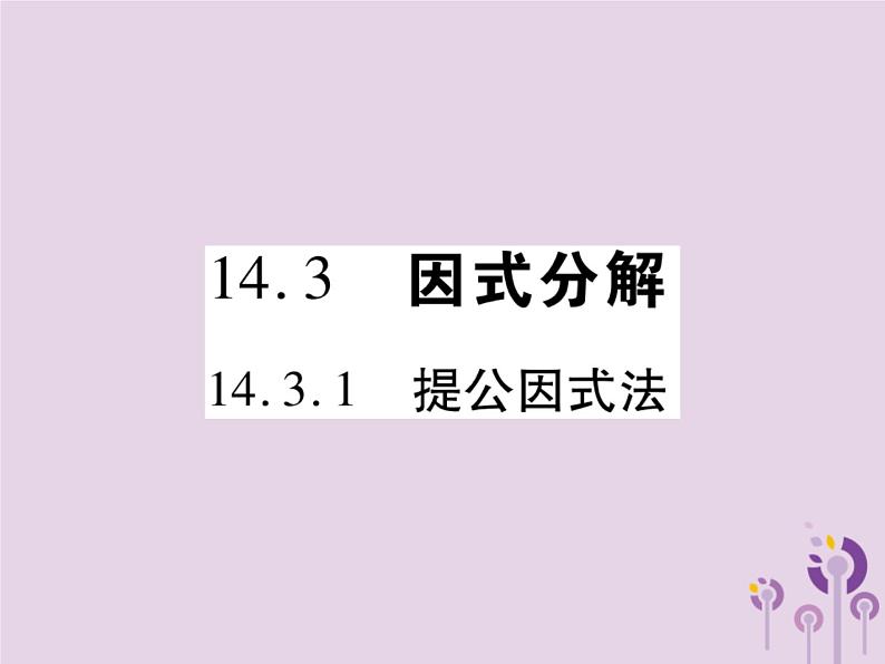 八年级数学上册14《整式的乘法与因式分解》14-3因式分解14-3-1提公因式法习题课件01