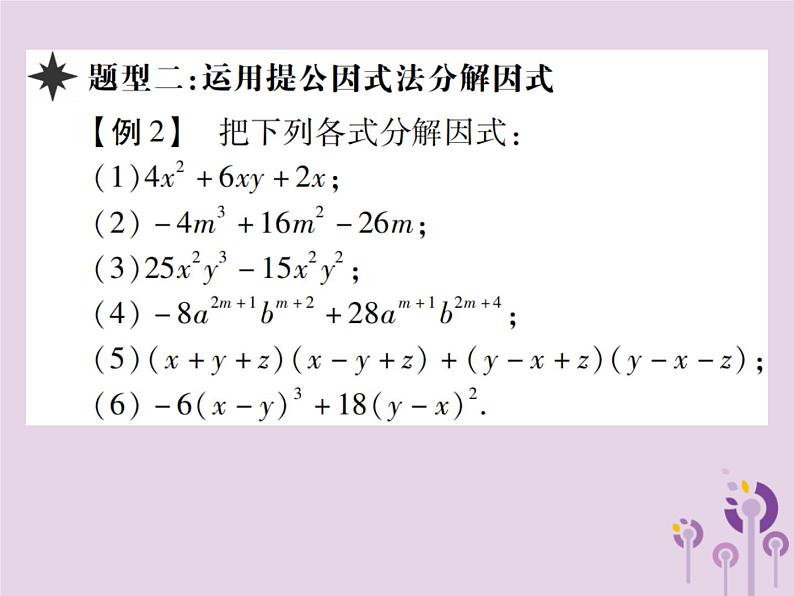 八年级数学上册14《整式的乘法与因式分解》14-3因式分解14-3-1提公因式法习题课件06