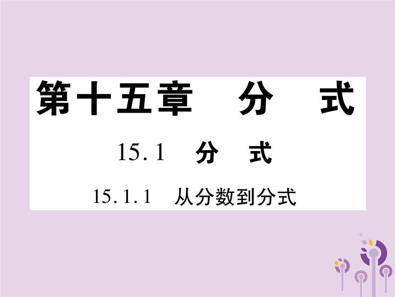 八年级数学上册15《分式》15-1分式15-1-1从分数到分式习题课件01