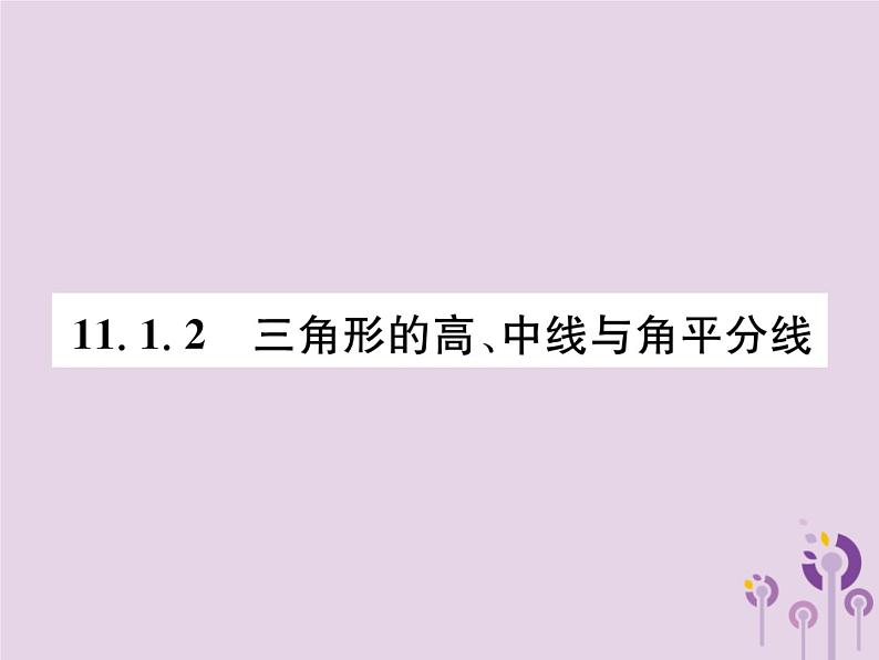 八年级数学上册第11章三角形11-1与三角形有关的线段11-1-2三角形的高、中线与角平分线作业课件01