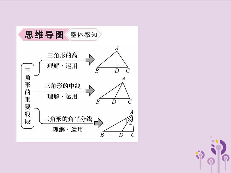 八年级数学上册第11章三角形11-1与三角形有关的线段11-1-2三角形的高、中线与角平分线作业课件03