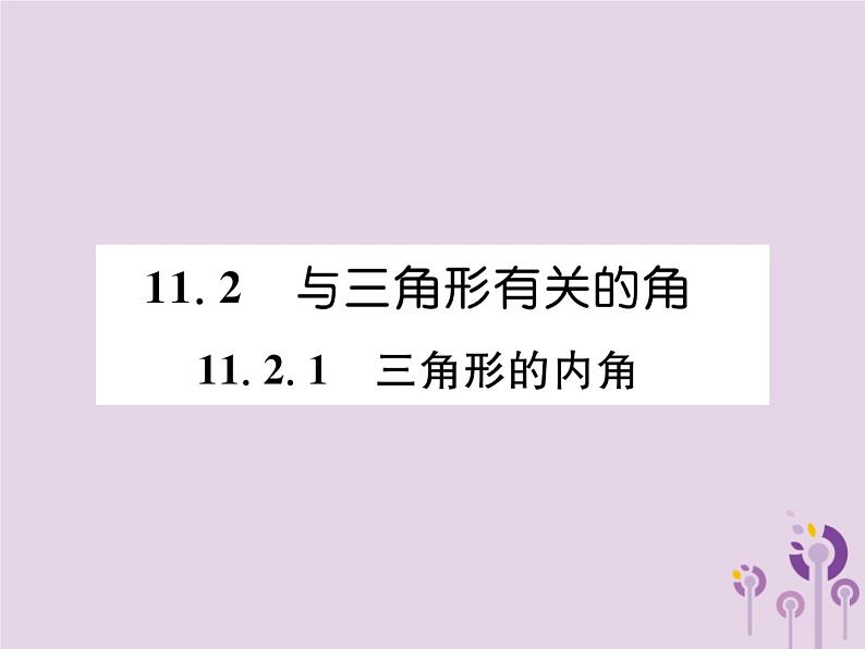 八年级数学上册第11章三角形11-2与三角形有关的角11-2-1三角形的内角作业课件第1页