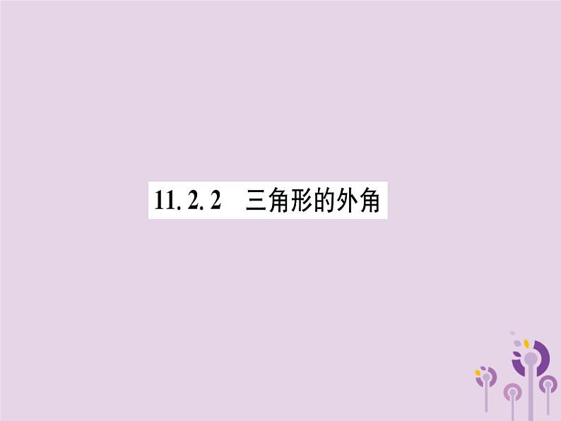 八年级数学上册第11章三角形11-2与三角形有关的角11-2-2三角形的外角（练习手册）课件第1页