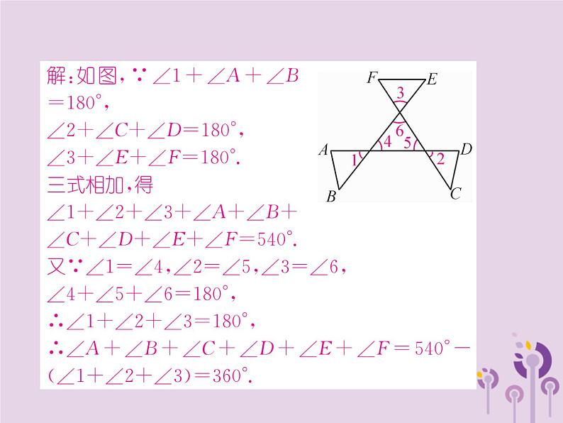 八年级数学上册第11章三角形专题训练一转换法求特殊多边形的内角和作业课件04