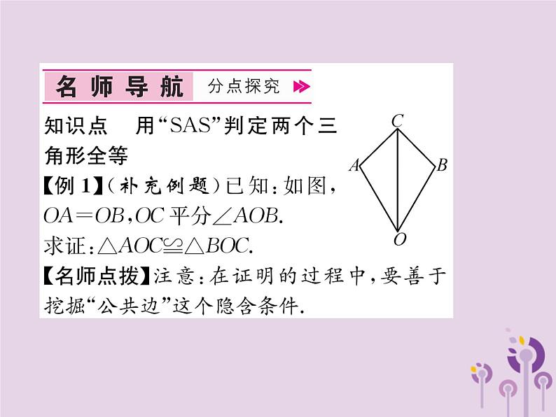 八年级数学上册第12章全等三角形12-2三角形全等的判定第2课时用“SAS”判定三角形全等作业课件04