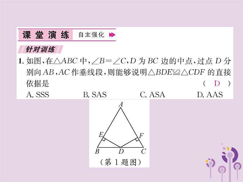 八年级数学上册第12章全等三角形12-2三角形全等的判定第3课时用“ASA”或“AAS”判定三角形全等作业课件08