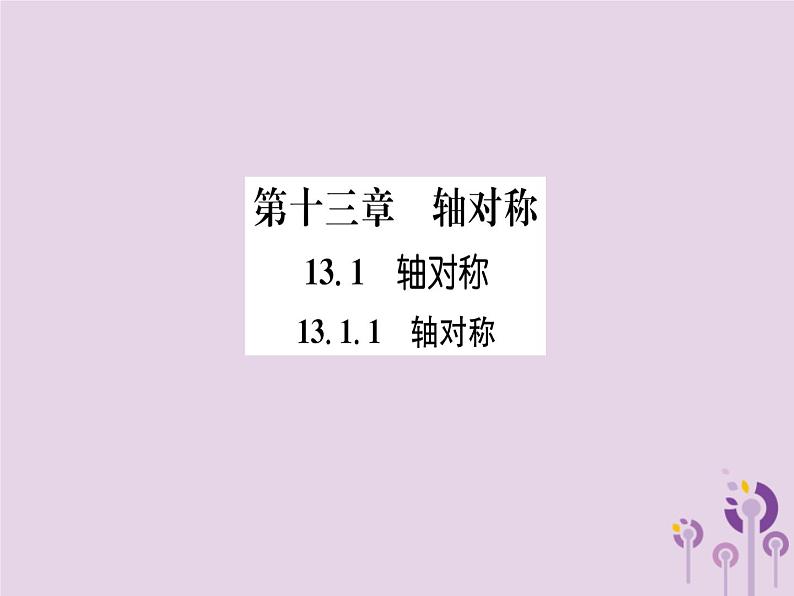 八年级数学上册第13章轴对称13-1轴对称13-1-1轴对称（练习手册）课件01